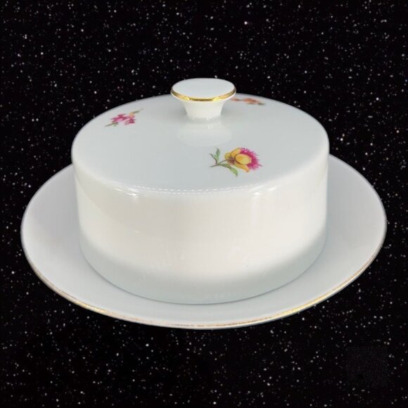 1950s Weisswasser Fine Porcelain Ceramic Butter Cheese Cover Dish Made In German - Picture 1 of 12